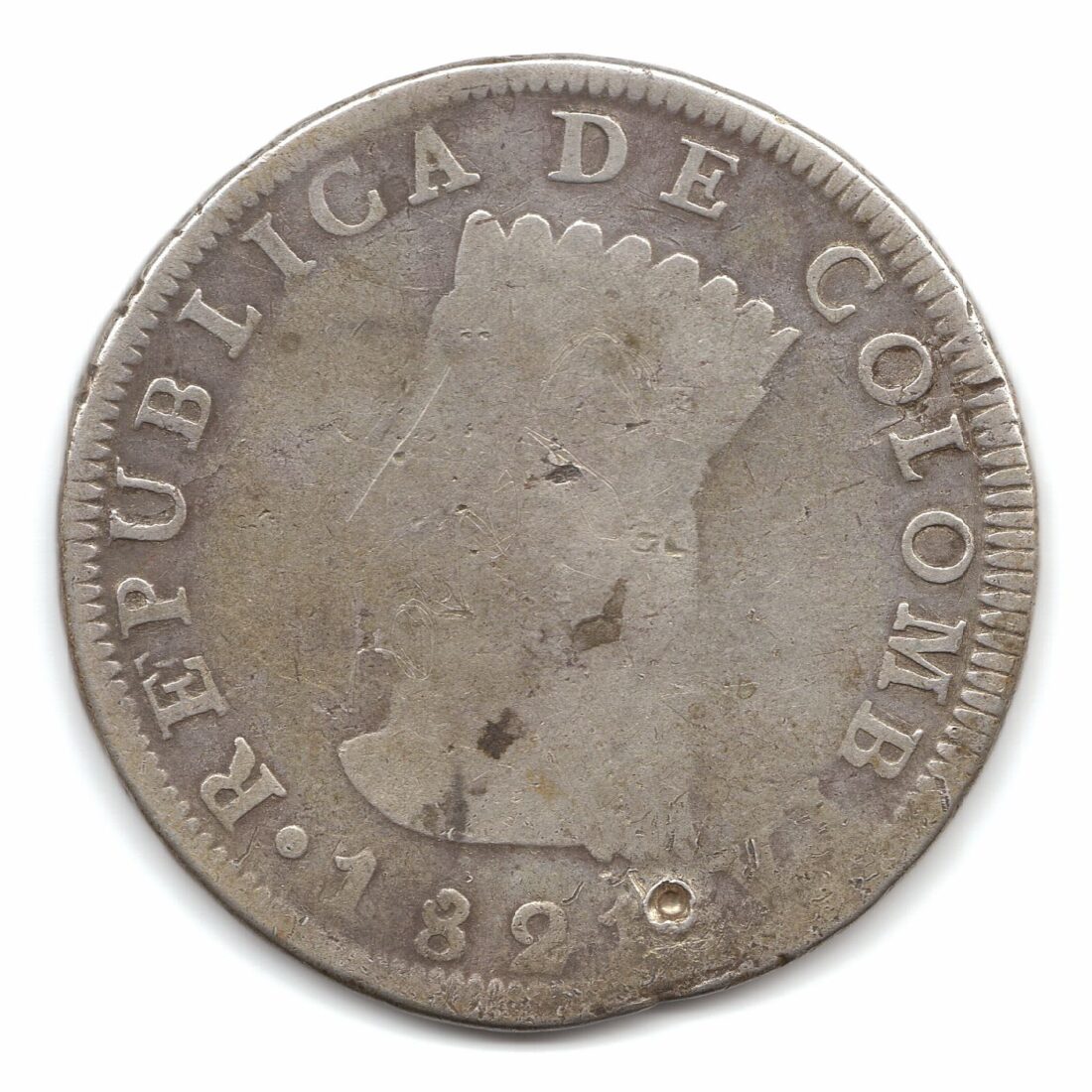 Moneda 8 Reales 1821 J . F Sin BA