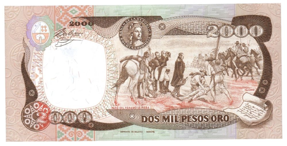 Billete 2000 Pesos 1990 Reposición - Image 2