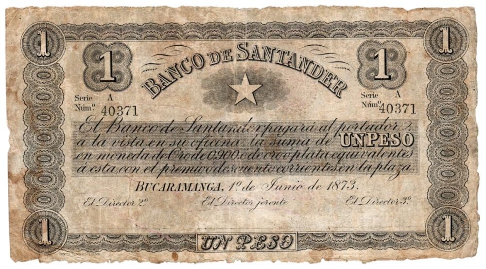 Billete 1 peso Banco Santander