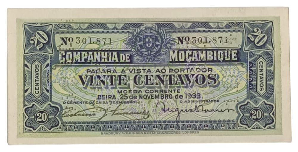 Billete Mozambique 20 Centavos